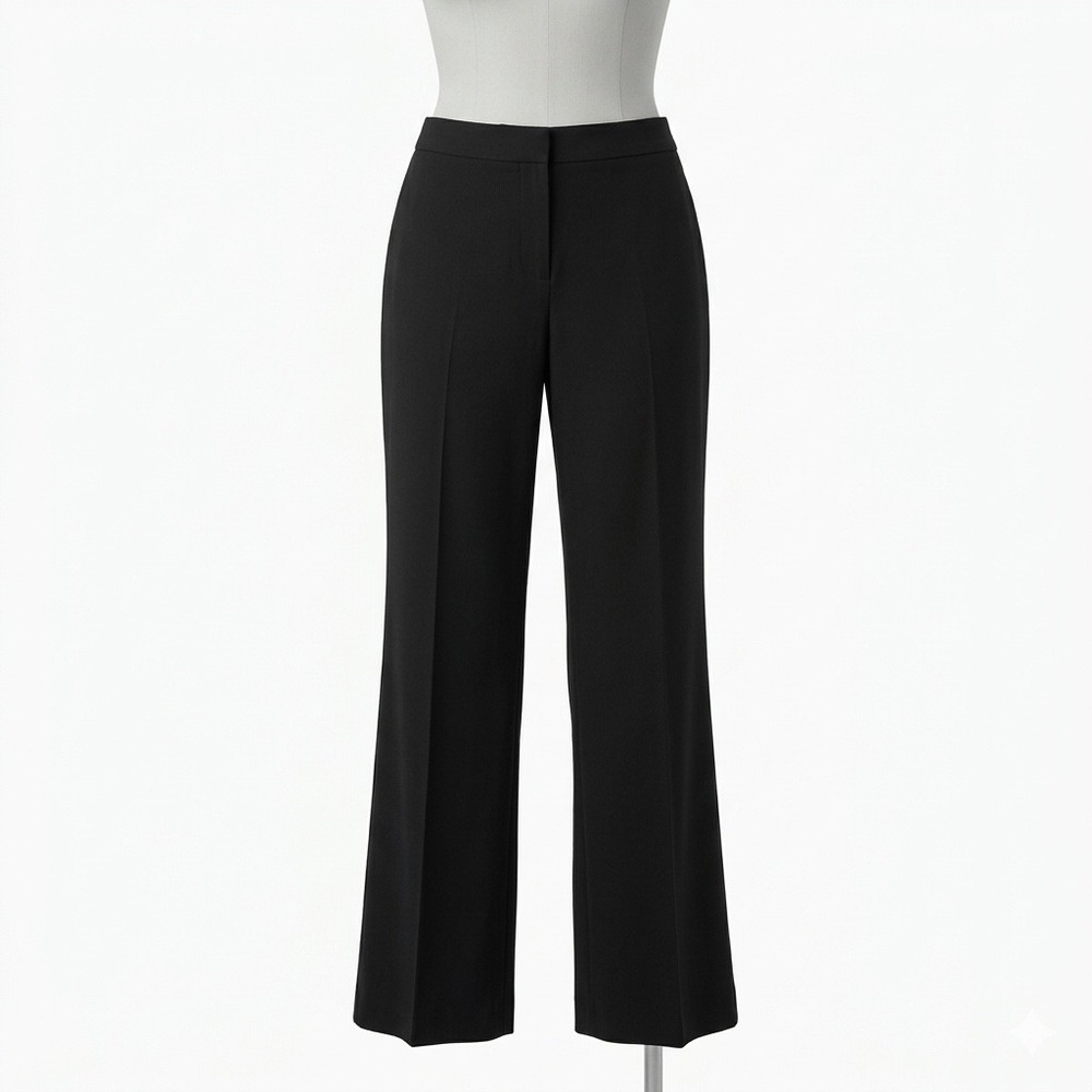 Lafayette 148 NY Dress Pants Women 4 Black Wool Blend Crease Front Welt Pocket